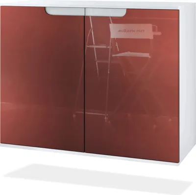 Produktbild von Vladon Kommode Sylt V3, Moderner Küchenschrank mit 2 großen Türen Weiß matt / Bordeaux Hochglanz (92,5 x 73.5 x 35)
