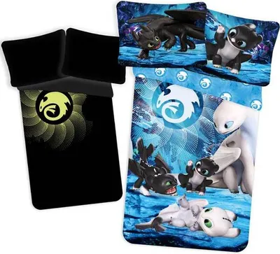 Obrázek produktu pro Sada povlečeníHow to Train Your Dragon "Babies" baby 100x135 cm + 40x60 cm White Blue Black