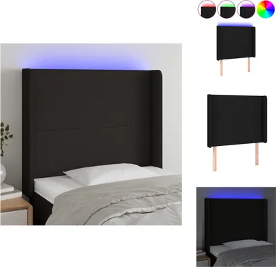 Produktbild von vidaXL LED Kopfteil Schwarz 93x16x118/128 cm Stoff -  Kopf- & Fußenden