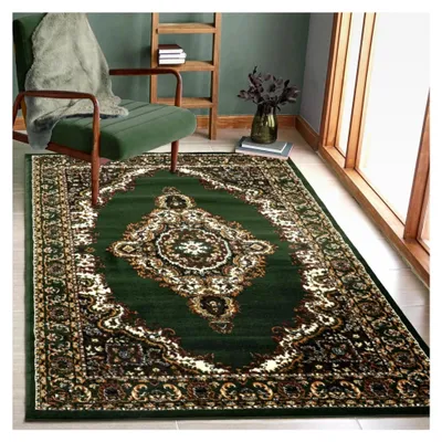 Produktbild von Orientalischer Kurzflor-Teppich für Wohnzimmer, Esszimmer, Flur - Grün, Größe: 160x230 cm