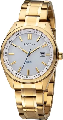 Produktbild von Regent Herren Uhr Metallarmband Metall Solaruhr Analog gold URF1542