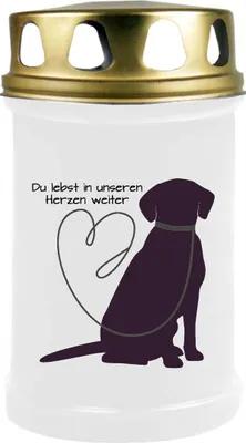 Produktbild von Grabkerze Weiß, Brenndauer: 48 Stunden, Motiv: Labrador