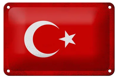 Produktbild von Blechschild Flagge Türkei 18x12cm Flag of Turkey Vintage Dekoration