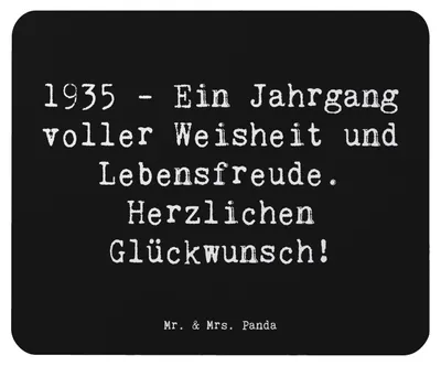 Produktbild von Mr. & Mrs. Panda Mousepad Spruch 1935 Geburtstag - Schwarz - Geschenk, Mauspad, Glückwunsch, Happy Birthday, Geburtstagsfeier, mousematte, Alter, feiern, Lebensweisheit