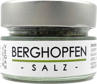 Obrázok produktu pre my herbs horská chmeľová soľ - jemná alpská soľ s horským chmeľom 70 gramov v nádobe