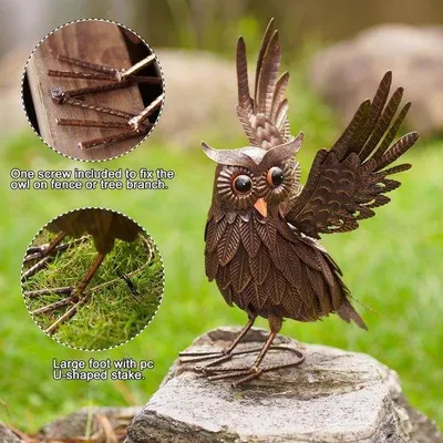 Immagine prodotto di Figurina di gufo in metallo per la decorazione del giardino