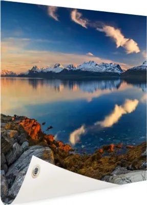 Produktbild von Gartenposter - 120x80 cm - Sonnenuntergang an der Küste des Fjords  - Modernes Wandbilder - Natur