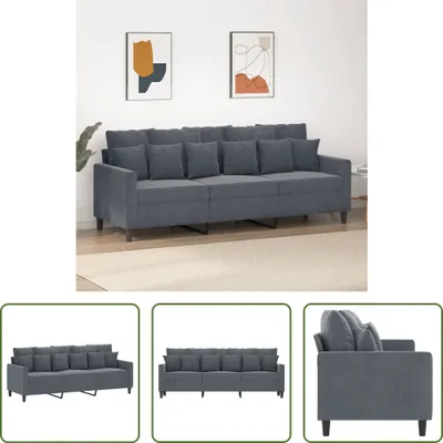 Produktbild von The Living Store 3-Sitzer-Sofa Dunkelgrau 180 cm Samt