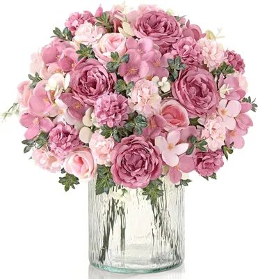 Produktbild von Künstliche Blumen 2 Bund, Seidenpfingstrosen und Rosen, für Tischdekoration