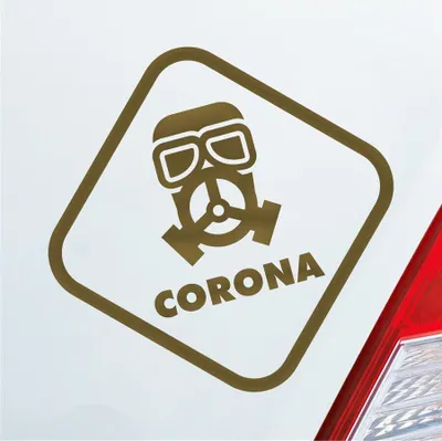 Produktbild von Auto Aufkleber Corona Maske Gasmaske  Hazard Krank Infiziert Husten 10x10 cm Gold Sticker Heckscheibenaufkleber
