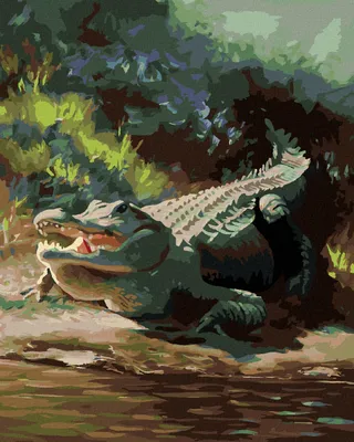 Zdjęcie produktu dla Zuty - Painting by Numbers - ALIGATOR LEŻĄCY NAD WODĄ VIII (D. RUSTY RUST), 40x50 cm, bez ramy i płótna