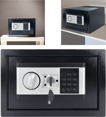 Produktbild von UISEBRT Sejf elektroniczny - Mały sejf ścienny z hasłem cyfrowym, 2 klucze. Wodoodporny, ognioodporny - 35x25x25cm