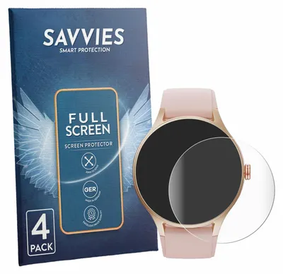 Produktbild von 4x Savvies Fullscreen Schutzfolie für Woneligo Smartwatch 1.57" Displayschutz Folie Fullcover Klar Transparent