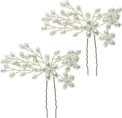 Produktbild von Stš¹ck Perlen-Haarnadeln, goldene Haar-Accessoires, U-f?rmige Perlen-Haarnadeln fš¹r die Braut, Perlen-Haarspangen, Haar-Accessoires mit Perlen-Design fš¹r Hochzeit, Braut, Brautjungfer, M?dchen, Frauen