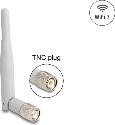 Zdjęcie produktu dla DeLOCK 90736, 3 dBi, 2.4 - 2.5, 4.9 - 7.125 GHz, 2 / 3 dBi, 50 Ω, 360°, Wi-Fi 7 (802.11be)