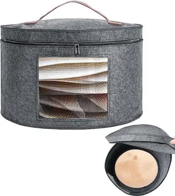 Produktbild von Runde Hutschachtel – Faltbar – Geeignet für Hüte – 1 Stück – Grau – Stoff – 42 x 25 cm
