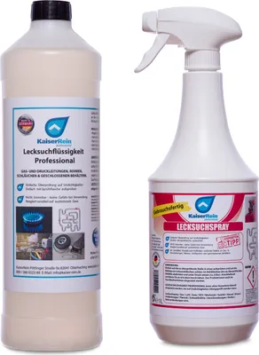Produktbild von KaiserRein Professionelles Lecksuchspray 1L Konzentrat = 20L Leck such Spray inkl. Sprayflasche einfaches finden von undichten Stellen bei Gas, Luft, Kessel, Druck & Leitungen