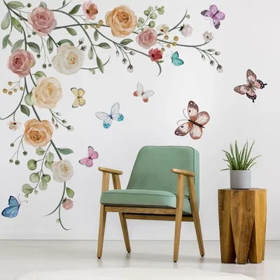 Produktbild von Muursticker Blumen - Wandsticker für Kinder - Wanddekoration Schlafzimmer - Wanddekoration Wohnzimmer - Wanddekoration Küche - Einfache Anbringung
