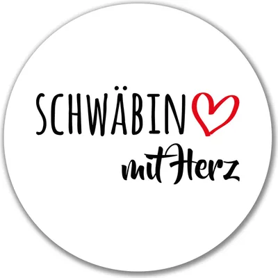 Produktbild von Huuraa Aufkleber Schwäbin mit Herz 10cm rund Sticker Geschenkidee