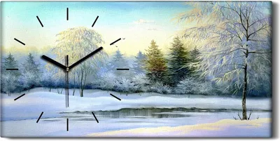 Produktbild von Wandbild Leinwand Bilder Wanduhr Geräuschlos Kunstdruck 60x30 Winter Wald - schwarze Hände