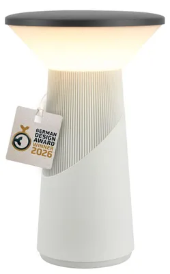 Productafbeelding van Briloner LED-tafellamp, draadloos, 15x24 cm, 2,6W, 200lm, 2700K, warm wit, dimbaar, design award, lichtgrijs - tafellamp voor woonkamer, slaapkamer, balkon