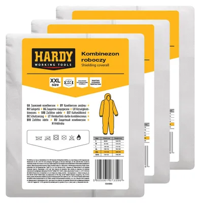 Zdjęcie produktu dla Fartuch malarski jednorazowy firmy HARDY, wykonany z polipropylenu (PP). Odzież ochronna, kategoria III
