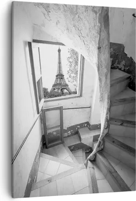 Produktbild von Bild auf Leinwand - Leinwandbild - Einteilig - Treppe Turm Eiffel - 50x70cm - Wand Bild - Wanddeko - Wandbilder - Leinwanddruck - Wanddekoration - Leinwand bilder - Wandbild - PA50x70-5155