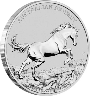 Obrázok produktu pre 1 unca austrálskeho koňa Brumby 2021 Strieborná zberateľská minca 9999