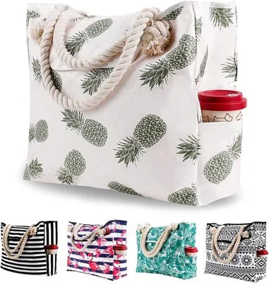 Produktbild von Große Strandtasche für Damen, XXL, Umhängetasche aus Canvas, Strandtasche für Reisen, Strand, Schwimmbad