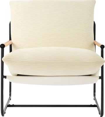 Produktbild von SucceBuy Akzentstuhl Loungesessel, komfortabler Sessel mit weicher Schaumstoffpolsterung, stabilem Metallgestell und abnehmbarem Kissen, ideal für Wohnzimmer, Schlafzimmer, Lesezimmer oder Büro, Beige