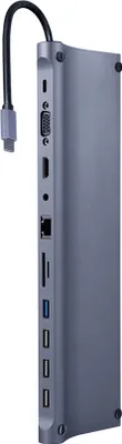 Produktbild von Gembird A-CM-COMBO11-01, Kabelgebunden, USB 3.2 Gen 1 (3.1 Gen 1) Type-C, 87 W, 3,5 mm, Grau, Space Grey