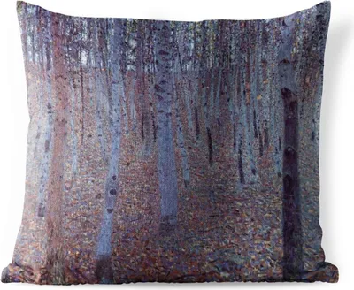 Produktbild von MuchoWow® Outdoor Kissen - Buchenhain - Gemälde von Gustav Klimt - 50x50 cm - Wetterfest - Lounge Kissen - Komfortabel - Kissen mit Bild