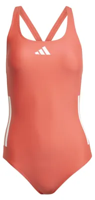 Produktbild von adidas Damen 3 Stripes C-Back Swimsuit Swimwear, semi Lucid red/White, 38