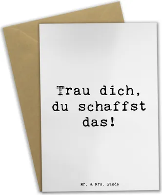 Produktbild von Mr. & Mrs. Panda Grußkarte Spruch Angst überwinden - Weiß - Geschenk, Stärke, hochzeitskarten, Kraftvolle Botschaft, einladungskarten, Vertrauem, Herausforderungen, Trost
