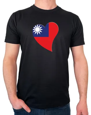 Produktbild von Huuraa Herren T-Shirt Taiwan Flagge Herz L Black Bio Baumwolle Fairtrade Herrenshirt Geschenkidee