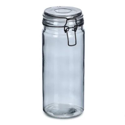Produktbild von Zeller Vorratsglas m. Bügelverschluss, 1000 ml, grau, Glas / Metall, 1100 ml, ca. Ø 10 x 20,3 cm