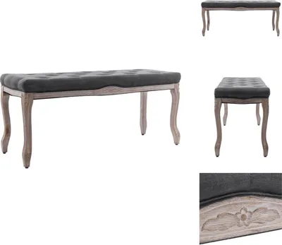 Image de vidaXL Banc en bois massif de lin 110x38x48 cm gris foncé - Bancs de coffre et de couloir