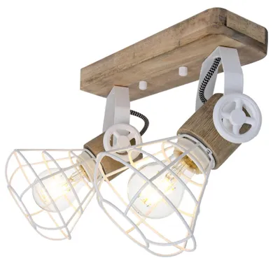 Produktbild von LED Deckenleuchte, Holz, Gitter weiß, Spot beweglich, L 27cm