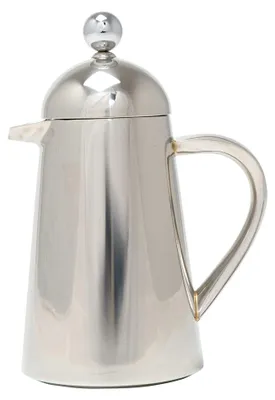 French Press 3 Tassen, doppelwandig, Edelstahl, Silber