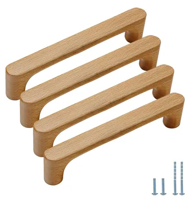 Productafbeelding van Solidchoice - Set van 6 Ronde Houten Ladehandgrepen