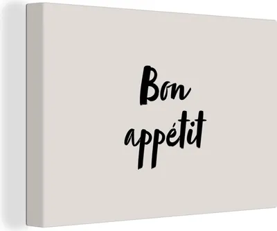 Produktbild von OneMillionCanvasses® - Leinwandbilder - 140x90 cm, Guten Appetit - Zitate - Guten Appetit - Sprichwörter, Wandbilder Kunstdruck Wanddekoration - Foto auf Leinwand - Gemälde auf