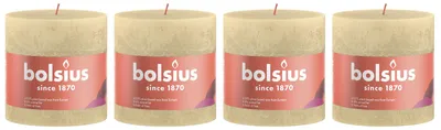 Immagine prodotto di set di 4 candele a colonna - Altezza 10 cm - Diametro 10 cm - Rustico - Beige avena