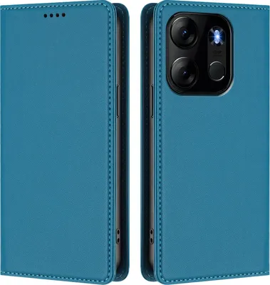 Produktbild von Handyhülle für Infinix Smart 7/Tecno Pop 7/Pop 7 Pro/Spark Go 2023, Kunstleder Klapphülle Stoßfeste Magnetische Hülle mit Ständer Blau