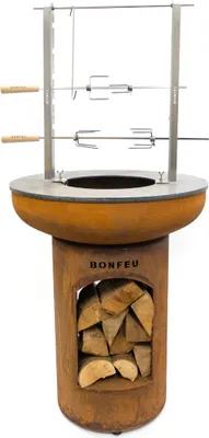 Zdjęcie produktu dla Szaszłyki do rożna BonFeu - Zestaw do rożna - Stal nierdzewna - Akcesoria BonFeu - Idealne do drobiu - 11,5 x 22 x 77 cm..