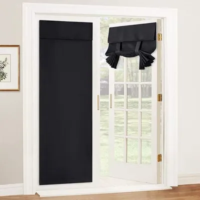Obrázok produktu pre Solidchoice – Zatemňovacie závesy na dvere – Samolepiace, bez vŕtania – 66 x 173 cm – Čierna farba