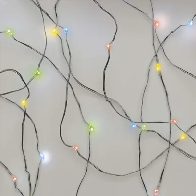 LED vánoční nano řetěz, 1,9 m, 2x AA, vnitřní, multicolor, časovač