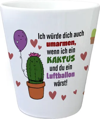 Produktbild von Kaktus Ballon Blumentopf mit Spruch Ich würde dich auch umarmen wenn ich ein