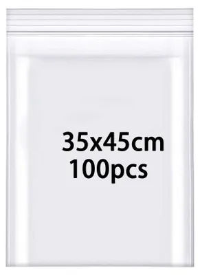 Produktbild von Set von 100 Reißverschlusstaschen, Wiederverwendbar und Wasserdicht (35 x 45 cm)