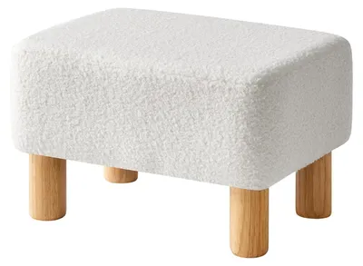 Productafbeelding van Comfortabele witte voetenbank met houten poten