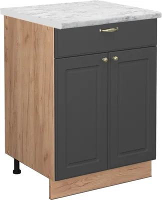 Image de Meuble cuisine Vicco Fame-Line Anthracite-or 60cm avec tiroir, PT Marbre, Model 46558